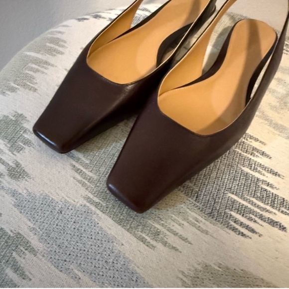 Madewell Espresso Brown Slingback Flats Square Toe Leather Size 8 - Picture 6 of 7